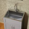 Bathroom Sink Vanity Laundry Utility Cabinet With Stainless Steel Sink Combo - Gray - Image 4