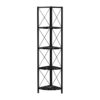 Bookshelf, Bookcase, Etagere, Corner, 4 Tier, Office, Marble Look Contemporary & Modern - Black - Image 4