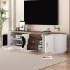 Modern Minimalist TV Stand For TVs Up To 80", Entertainment Center With 3 Drawers And 1 Shelf, Metal Handles And 2 Cabinets For Living Room - White - Image 3