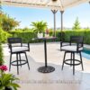 Modern Outdoor Swivel Bar Chairs, 360 Degree Rotation, Ergonomic Backrest, Armrests & Sunbrella Cushions, Weather Resistant (Set of 2) - Ember Black - Image 5