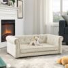 Modern Elegant Rectangle Pet Bed, Durable Elevated Dog Sofa - Beige - Image 3