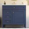 Bathroom Vanity With Top Sink, Modern Bathroom Storage Cabinet, 2 Drawers And A Tip-Out Drawer, Single Sink Bathroom Vanity - Blue - Image 18