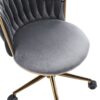 Office Desk Chair, Upholstered Home Office Desk Chairs With Adjustable Swivel Wheels, Ergonomic Office Chair For Living Room, Bedroom, Office, Vanity Study - Dark Gray - Image 11