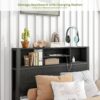 Twin Size Metal Platform Bed Frame With Storage Headboard And Charging Station - Black - Image 6