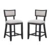 Counter Stools (Set of 2), Upholstered Counter Height Bar Stools With Comfy Back, Solid Rubber Wood Frame, Backrest, Footrest, Armless Barstools For Home Bar, Kitchen Counter - Beige / Black - Image 7
