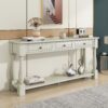 Console Table Long Console Table With Drawers And Shelf For Entryway, Hallway, Living Room - Antique White - Image 4