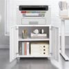 Metal Printer Stand With Storage Mobile Printer Tables For Small Spaces With Door Adjustable Shelf File Cabinet On Wheels For Home Office - White - Image 30