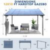 10 X 12 Ft Wall Mounted Outdoor Pergola Gazebo, Heavy Duty Metal Awning With Roof - Gray - Image 8