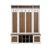 5 In 1 Entryway Bench With Coat Rack, 7 Sturdy Hooks, 2 Spacious Drawers And Adjustable Shelves, Wide Hall Tree With Metal Handles For Hallway - Brown / White - Image 12