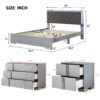 4 Piece Bedroom Sets Queen Size Upholstered Bed With LED Lights, Mirrored Nightstands And Dresser With Metal Handles And Legs - Gray - Image 12