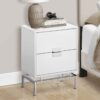 Accent Side Table, 2 Storage Drawer, Glossy Contemporary And Modern - White - Image 5
