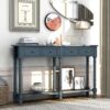 Hearth & Haven Daniel - Console Table With 2 Storage Drawers And Bottom Shelf For Living Room Entryway - Antique Navy - Image 2