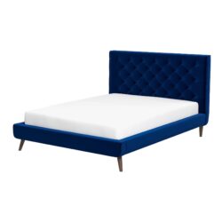 Dillon - Velvet Platform Bed Queen Size - Blue