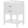Bathroom Vanity With Top Sink, Modern Bathroom Storage Cabinet 2 Drawers, Single Sink Bathroom Vanity - White - Image 12