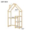 House-Shaped Wooden Writing Desk, Kids Study Table, Bookshelf & Toy Storage - Natural - Image 9