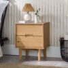 Mid-Century Modern Solid Wood 2 Drawer Nightstand - Natural Pine - Image 3