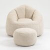 Bedding Bean Bag Sofa Chair High Pressure Foam Bean Bag Chair Adult Material With Padded Foam Padding Compressed Bean Bag With Footrest - Beige - Image 23