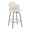 Ahoy - Contemporary Fixed Height Counter Stool Round Gold Footrest (Set of 2) - Cream / Black - Image 2