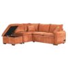 Convertible Sofa Bed Sectional Sofa Sleeper L-Shaped Sofa With A Storage Ottoman, Two Pillows, Two Power Sockets And Two USB Ports For Living Room - Orange - Image 12