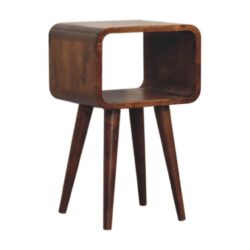Mini Curved Open Bedside Table - Brown