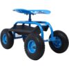 Refurbished Rolling Garden Scooter Cart With 360 Swivel Seat And Tool Tray - Blue - Image 10