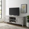 Modern Farmhouse 2 Door Grooved 70" TV Stand For 85" TVs - Stone Gray - Image 5