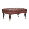 Buffalo - Brown Leather Ottoman With Castor Legs - Walnut - Image 2