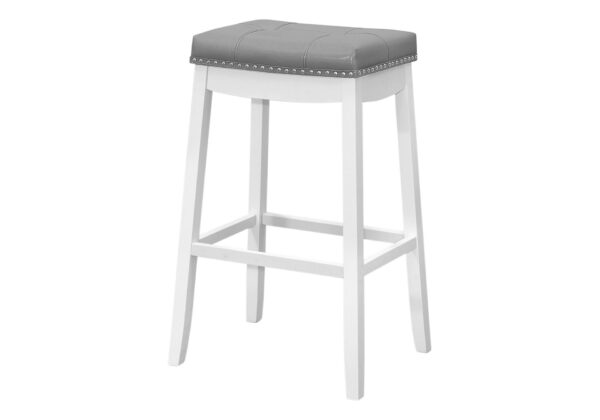 Bar Stool, Bar Height, Saddle Seat, Transitional (Set of 2) - White