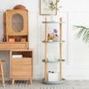 Storage Shelf, 360° Rotating Bookshelf, 4 Tier Bookcase With Large-Capacity Storage Space, Multifunctional Storage Rack, Compact Design For Living Room - Natural - Image 5