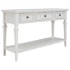 Classic Retro Style Console Table With 3 Top Drawers And Open Style Bottom Shelf - Antique White - Image 2