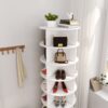 New 360 Rotating Shoe Cabinet 7 Layers Holds Up To 28 Paris Of Shoes - White - Image 4
