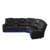 Modern Faux Leather Manual Reclining With Center Console With LED Light Strip, Living Room Furniture Set, Symmetrical Couch With 2 Cup Holders And Storage For Living Room - Black - Image 10