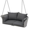 2 Person Hanging Seat, Rattan Woven Swing Chair, Porch Swing With Ropes - Gray / Cushion - Image 7