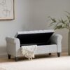 Hayes - Contemporary Armed Storage Bench With Button Tufting And Rolled Arms - Light Gray - Image 7