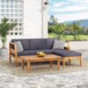 Bianca - Outdoor 3 Seater Sofa Chat Set With Ottoman - Teak - Image 2
