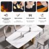 70.87" Modern Artificial Stone White Curved Metal Leg Dining Table - White / Gold - Image 6