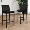 Modern Design High Stool With Metal Legs For Kitchen And Restaurant (Set of 2) - Black - Image 6