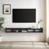 Modern Wall-Mounted Floating TV Stand - Solid Black - Image 6