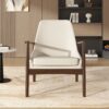 Accent Chair, Mid-Century Modern Armchair With Solid Wood Frame, Reading Leisure Chair With High Back For Living Room - Beige - Image 3