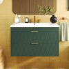Wall Mounted Bathroom Vanity With Resin Sink, Floating Bathroom Storage Cabinet With 2 Drawers, Bathroom Cabinet - Green - Image 19