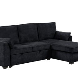 Ember - Sleeper Sectional With Reversible Storage Chaise, USB Charging Ports, And Cupholders - Black
