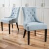 Cheney - Contemporary Dining Chair Set With Tufted Design And Wood Legs - Light Blue - Image 5