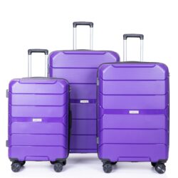 Hardshell Suitcase Spinner Wheels Pp Luggage Sets Lightweight Durable Suitcase With Tsa Lock, 3 Piece Set (20/24/28) - Purple