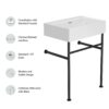 24" Ceramic Console Bathroom Sink With Overflow Basin & Legs - White - Image 4