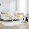 Elena - Twin Boucle Upholstered Daybed, Ribbed Tufted Backrest - Ivory - Image 10