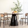 Modern High Gloss Minimalist Round Dining Table - Black - Image 2