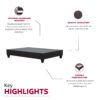 Full Size, Modern Upholstered Platform Bed Frame, Solid Wood & Plywood Construction - Dark Gray - Image 8