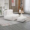 Fluffy Bean Bag Chair, Comfortable Bean Bag For Adults And Children, Super Soft Lazy Sofa Chair With Memory Foam And Ottoman, Indoor Modern Focus Bean Bag Chair For Living Room, Bedroom, Apartment - White - Image 6