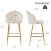 Elegant Shell Shape Off White Velvet Bar Chair Plated Metal Legs For Coffee Shops And Restaurants (Set of 2) - Gold - Image 2