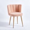 Modern Dining Chair (Set of 2) With Iron Tube Wood Color Legs, Shorthair Cushions And Comfortable Backrest, Suitable For Dining Room, Living Room, Cafe, Simple Structure - Light Beige - Image 20